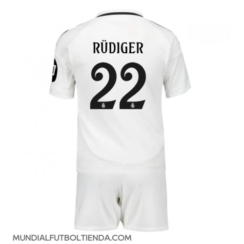 Camiseta Real Madrid Antonio Rudiger #22 Primera Equipación Replica 2024-25 para niños mangas cortas (+ Pantalones cortos)